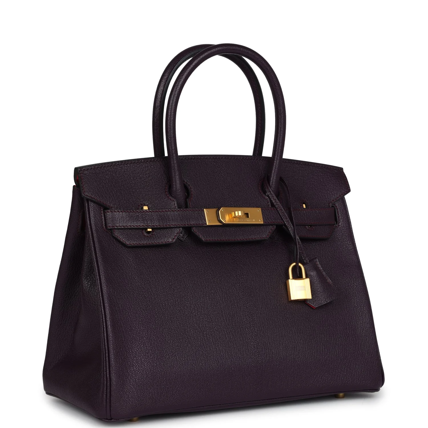 Replicate Hermes Special Order (HSS) Birkin 30 Raisin Verso Chevre Brushed Gold Hardware(1:1 replica)