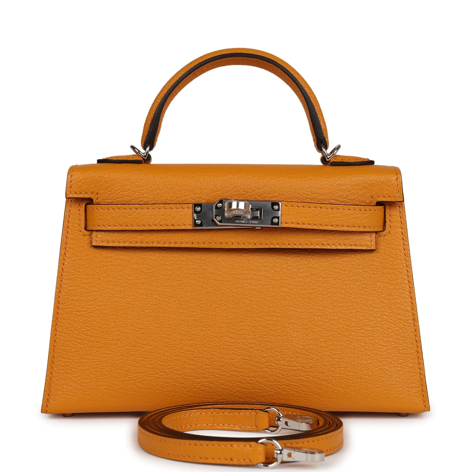 Replicate Hermes Kelly Sellier 20 Moutarde Chevre Palladium Hardware(1:1 replica)