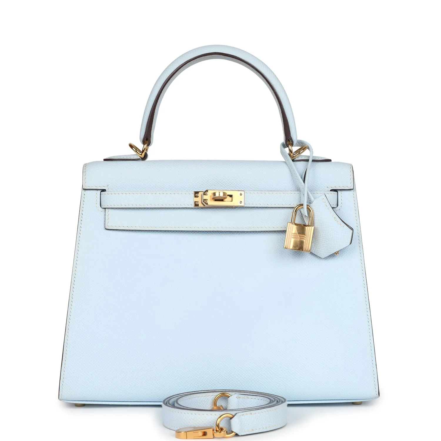 Replicate Hermes Kelly Sellier 25 Bleu Brume Epsom Gold Hardware(1:1 replica)