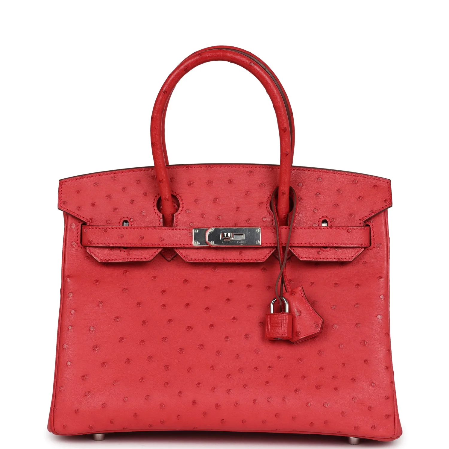 Replicate Hermes Birkin 30 Bougainvillea Ostrich Palladium Hardware(1:1 replica)