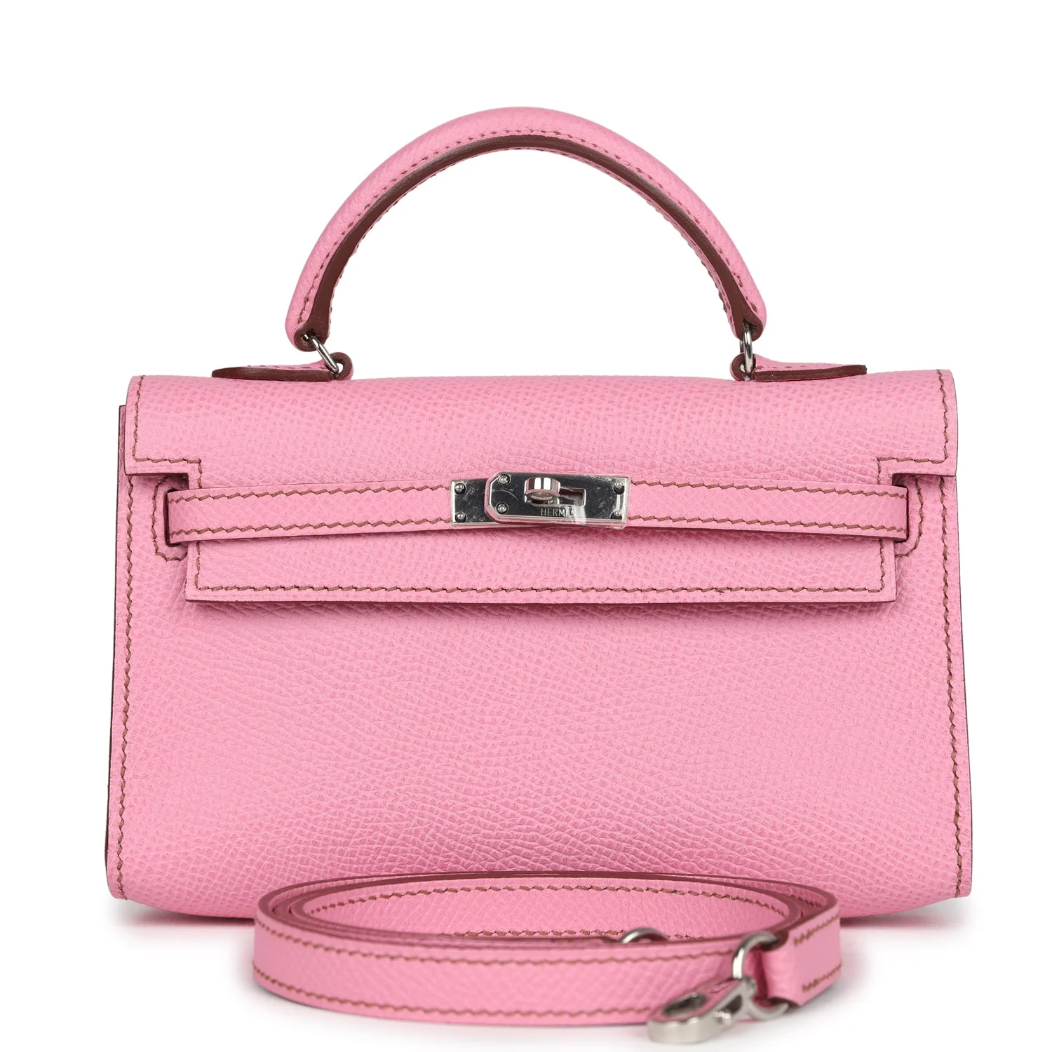 Replicate Hermes Micro Kelly 15 Bubblegum Epsom Palladium Hardware(1:1 replica)