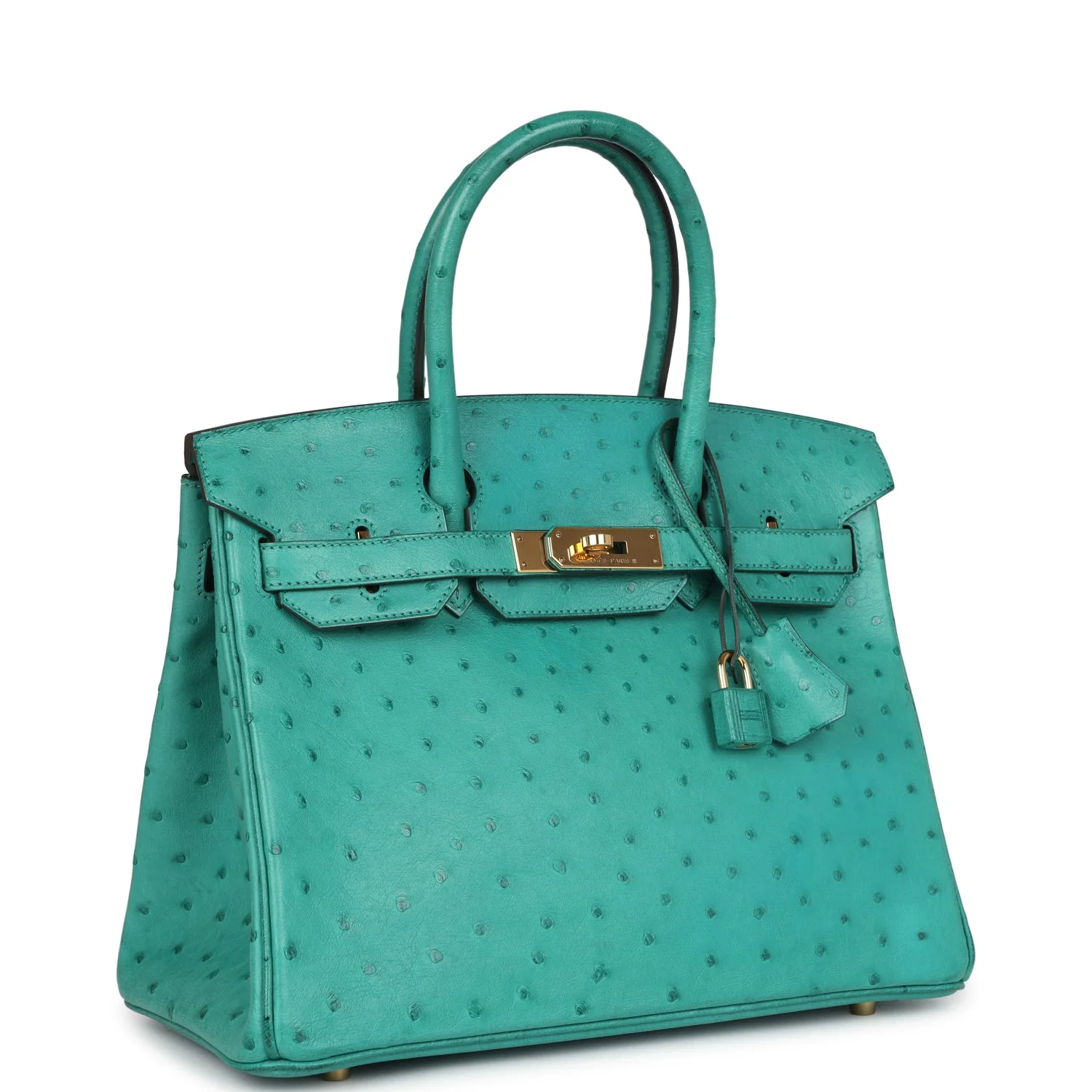 Replicate Hermes Birkin 30 Vert Verone Ostrich Gold Hardware(1:1 replica)