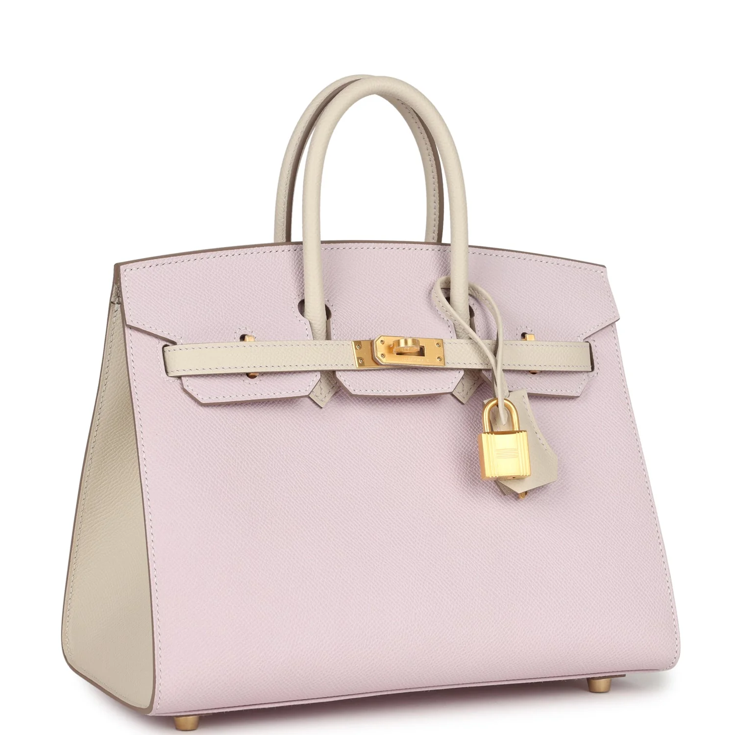 Replicate Hermes Special Order (HSS) Birkin Sellier 25 Mauve Pale and Craie Epsom Brushed Gold Hardware(1:1 replica)