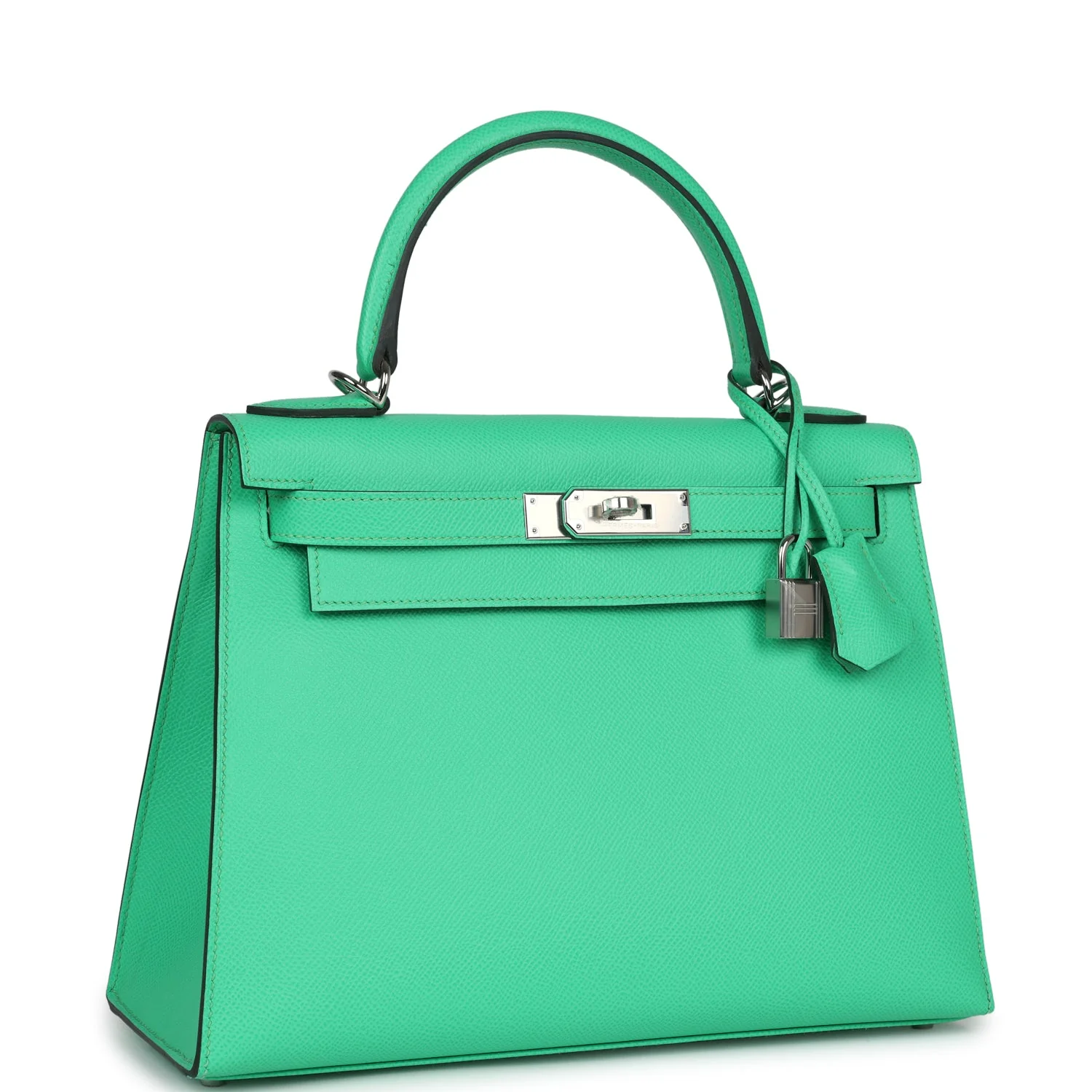 Replicate Hermes Kelly Sellier 28 Vert Comics Epsom Palladium Hardware(1:1 replica)