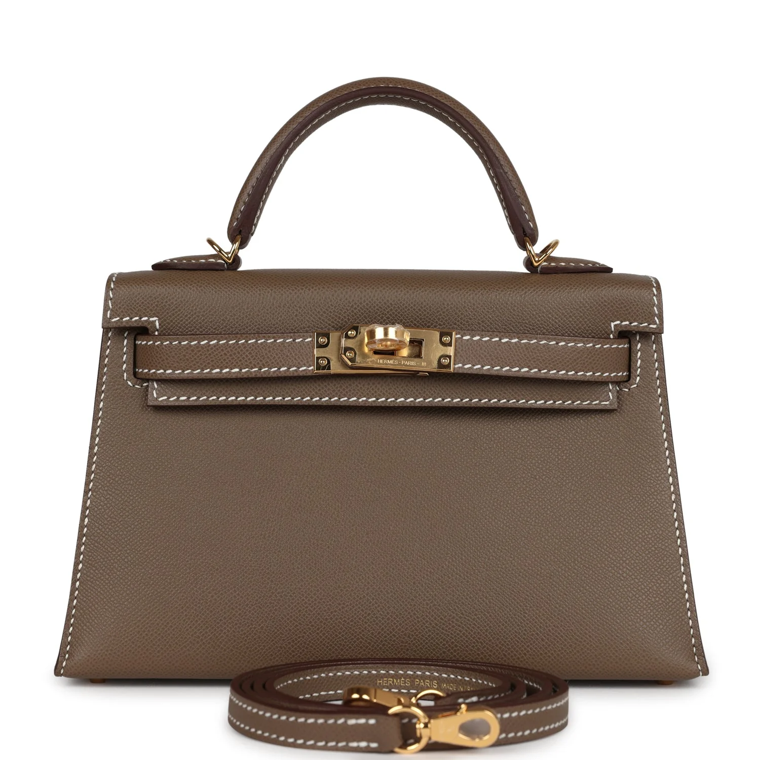 Replicate Hermes Kelly Sellier 20 Etoupe Madame Gold Hardware(1:1 replica)