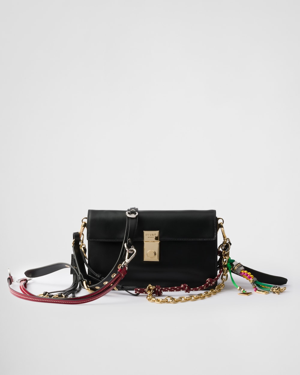 Replicate Prada Soft Sound Small Leather Shoulder Bag With Charms(1:1 replica)