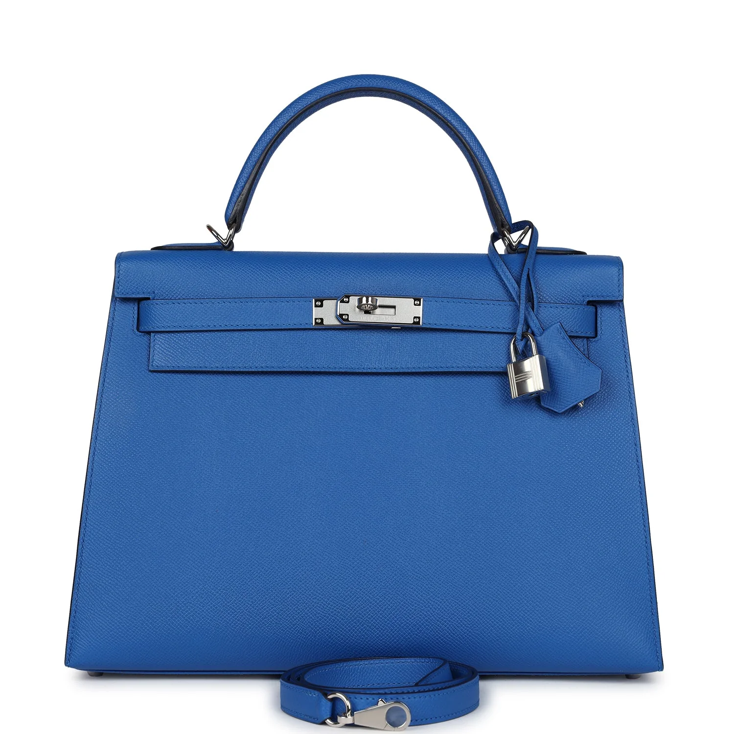 Replicate Hermes Kelly Sellier 32 Bleu France Epsom Palladium Hardware(1:1 replica)