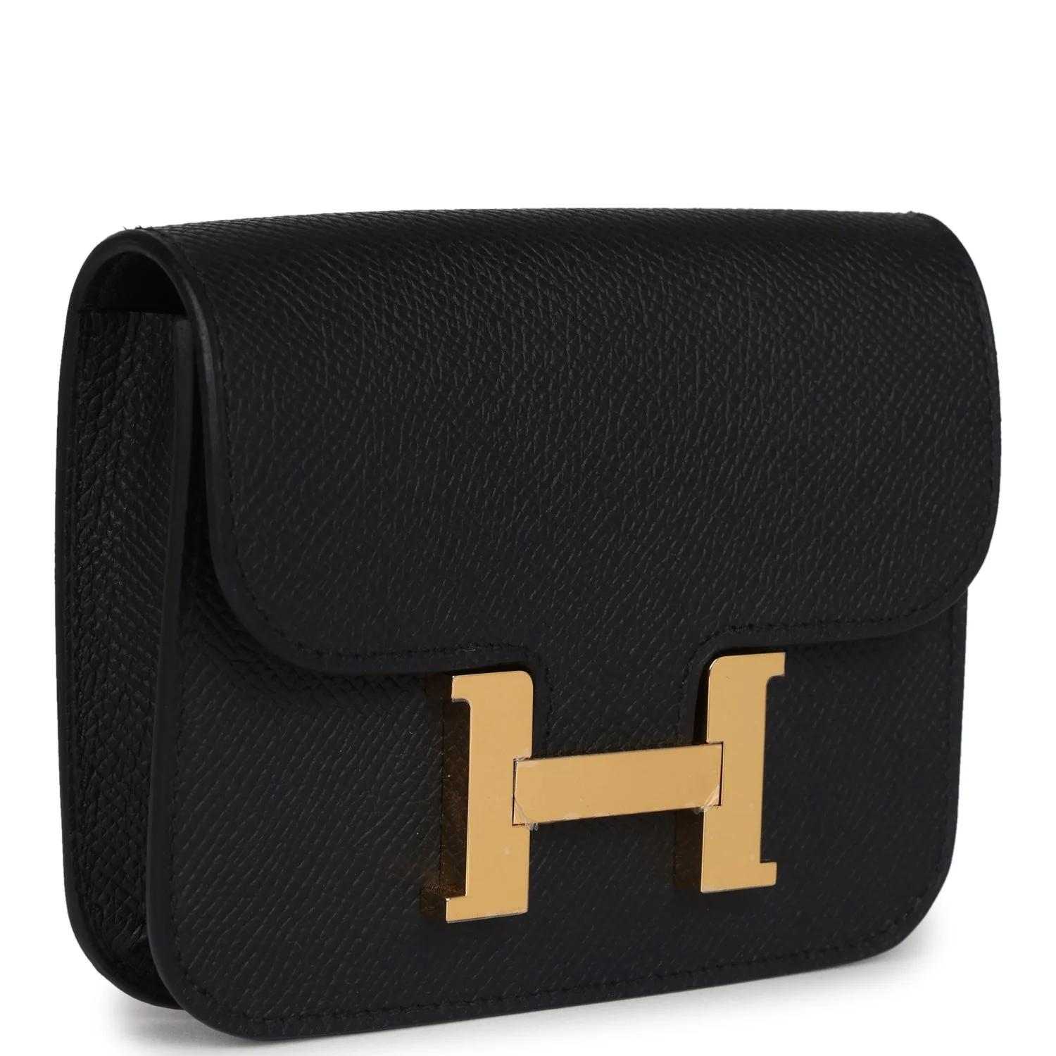 Replicate Hermes Constance Slim Wallet Black Epsom Gold Hardware(1:1 replica)