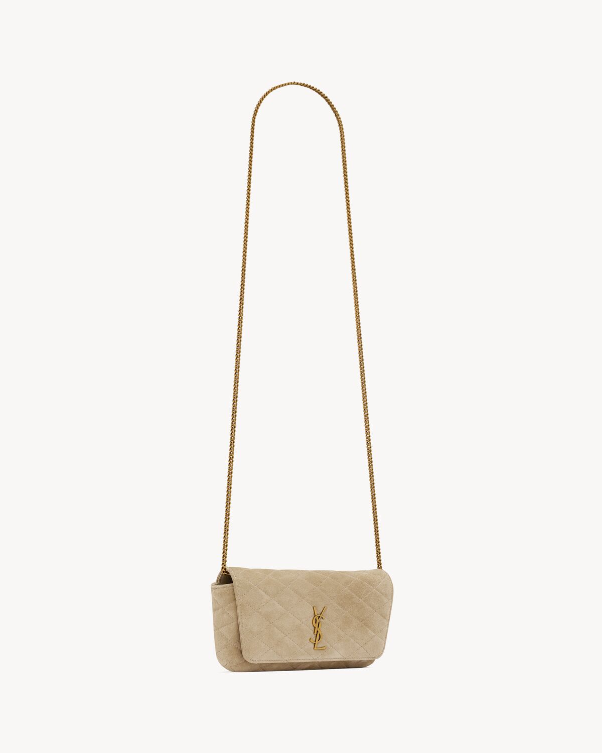 Replicate YSL Gaby Chain Phone Holder in Quilted Suede(1:1 replica)