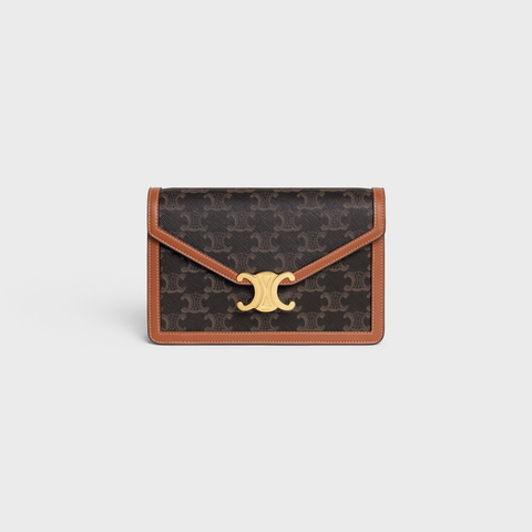 Replicate WALLET ON CHAIN MARGO IN TRIOMPHE CANVAS AND CALFSKIN TAN(1:1 replica)