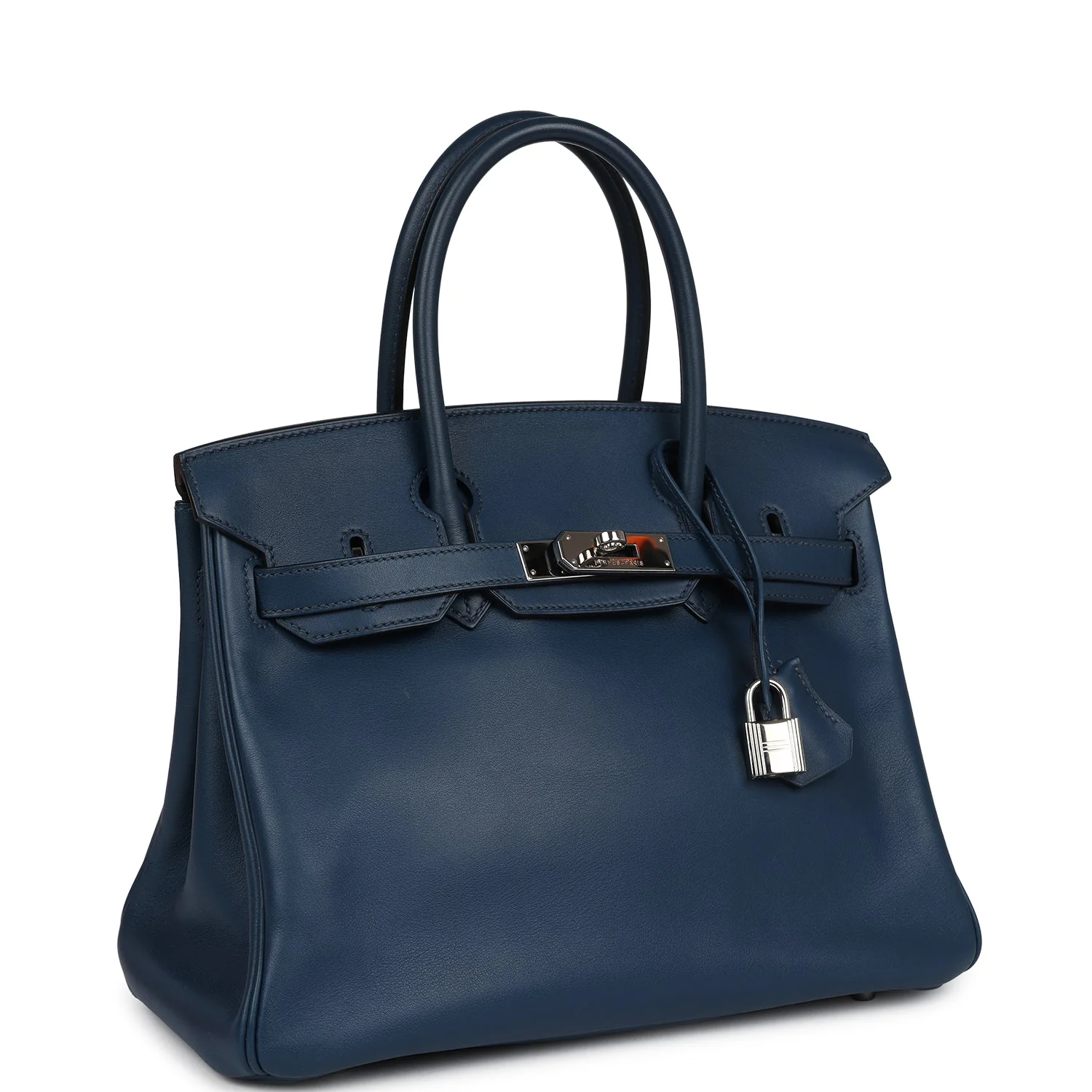 Replicate Hermes Birkin 30 Deep Bleu Swift Palladium Hardware(1:1 replica)
