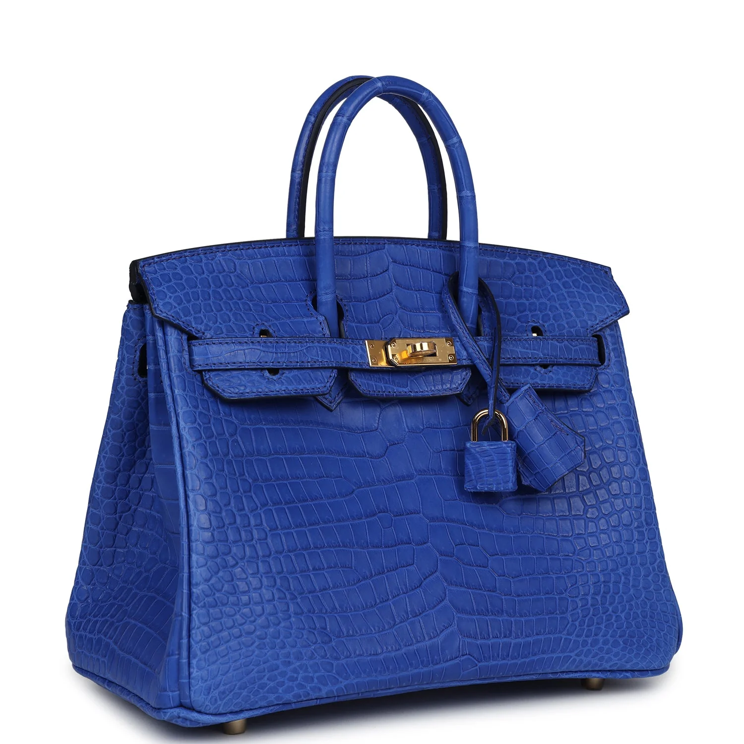 Replicate Hermes Birkin 25 Bleu Royal Matte Porosus Crocodile Gold Hardware(1:1 replica)