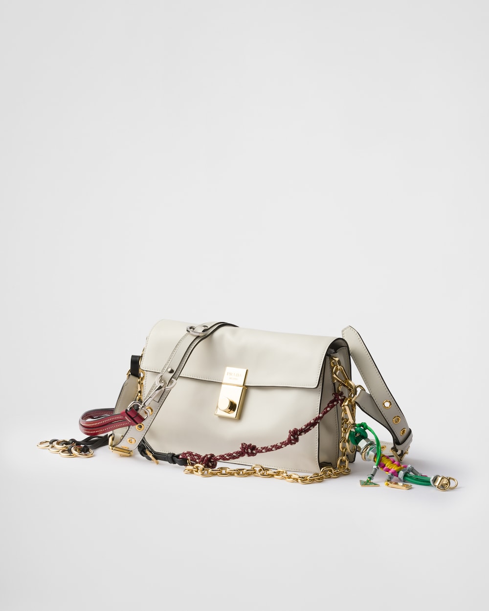 Replicate Prada Soft Sound Small Leather Shoulder Bag With Charms(1:1 replica)