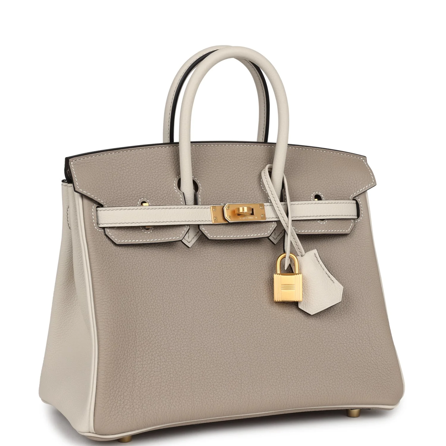 Replicate Hermes Special Order (HSS) Birkin 25 Gris Tourterelle and Craie Togo Brushed Gold Hardware(1:1 replica)