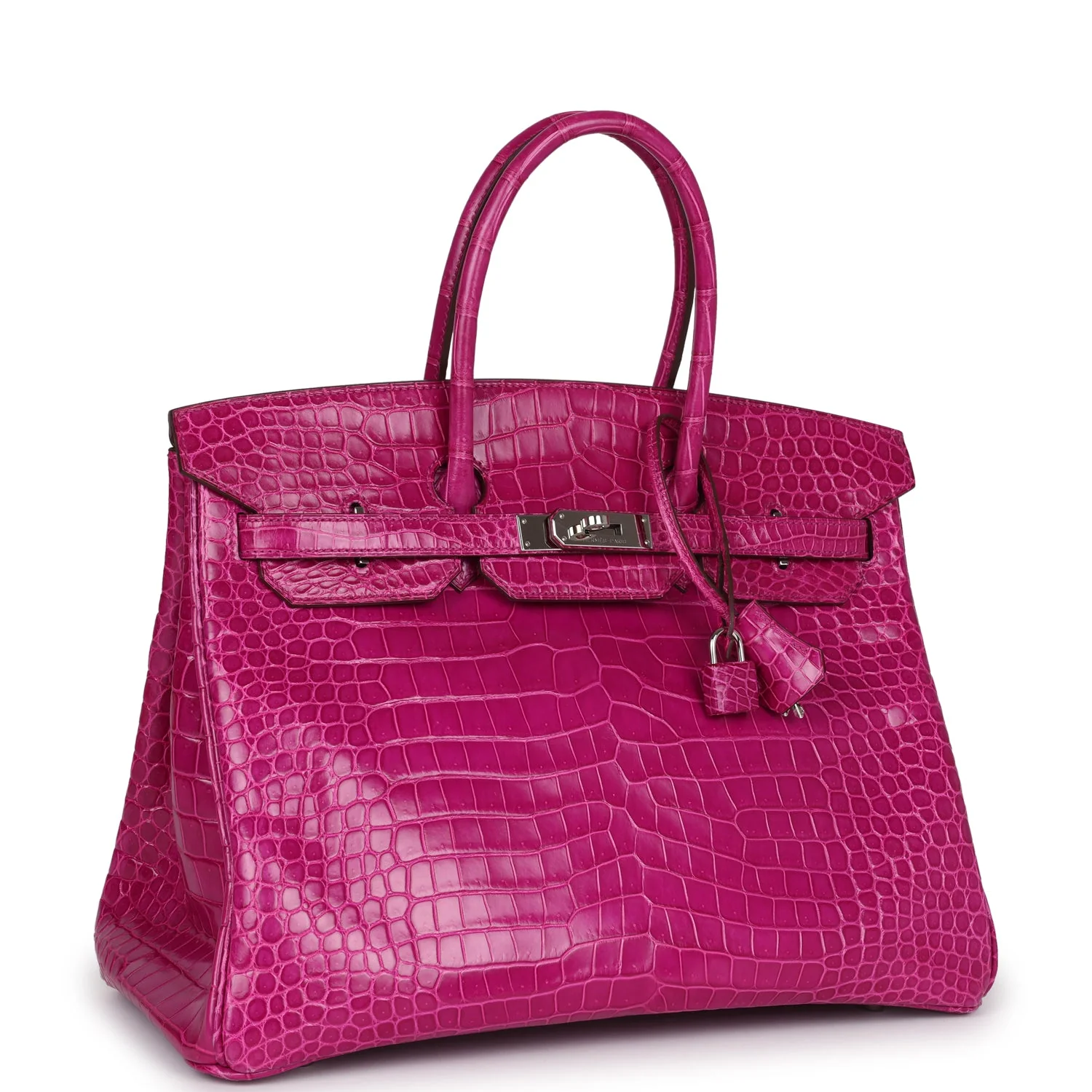 Replicate Hermes Birkin 35 Rose Sheherazade Shiny Porosus Crocodile Palladium Hardware(1:1 replica)
