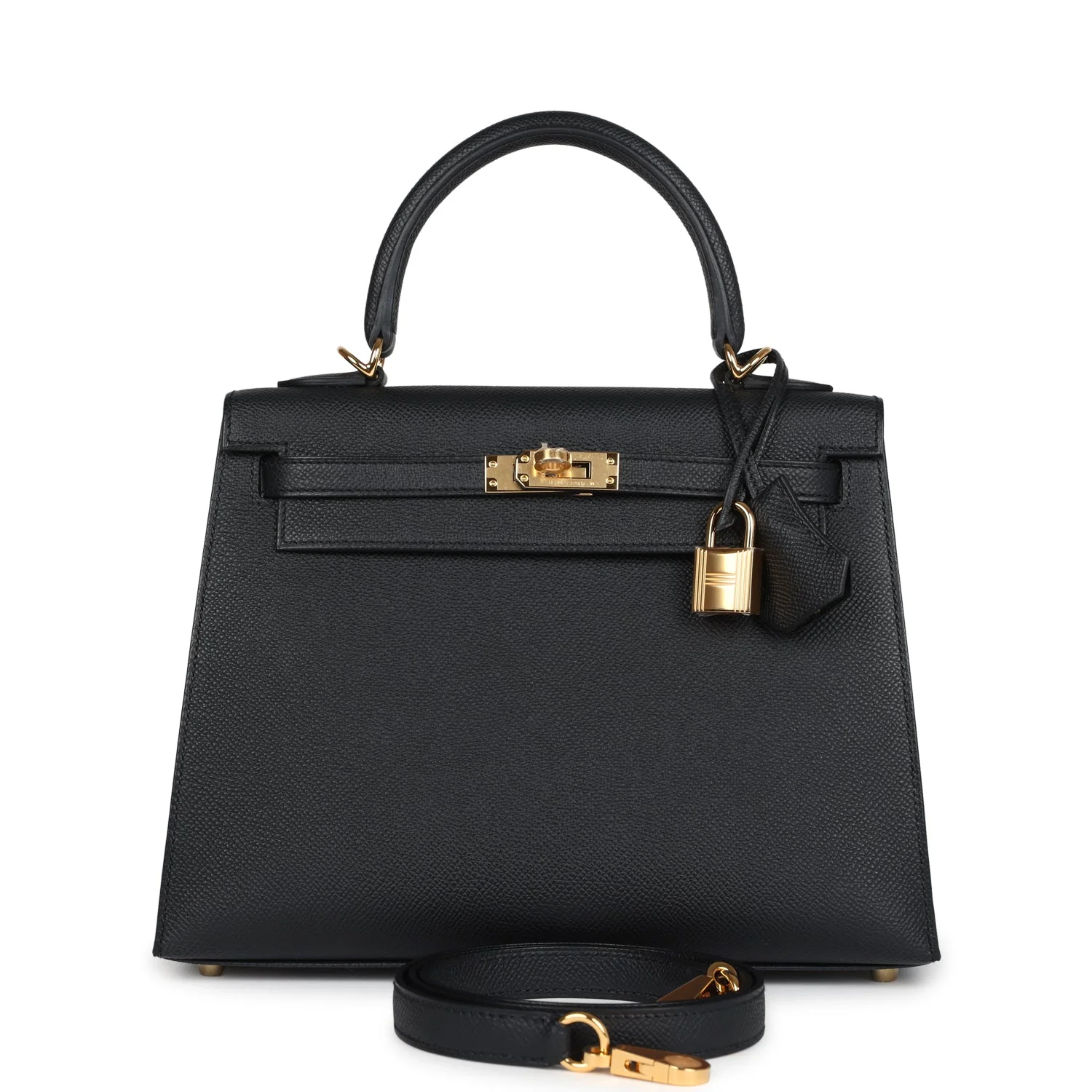 Replicate Hermes Kelly Sellier 25 Black Epsom Gold Hardware(1:1 replica)