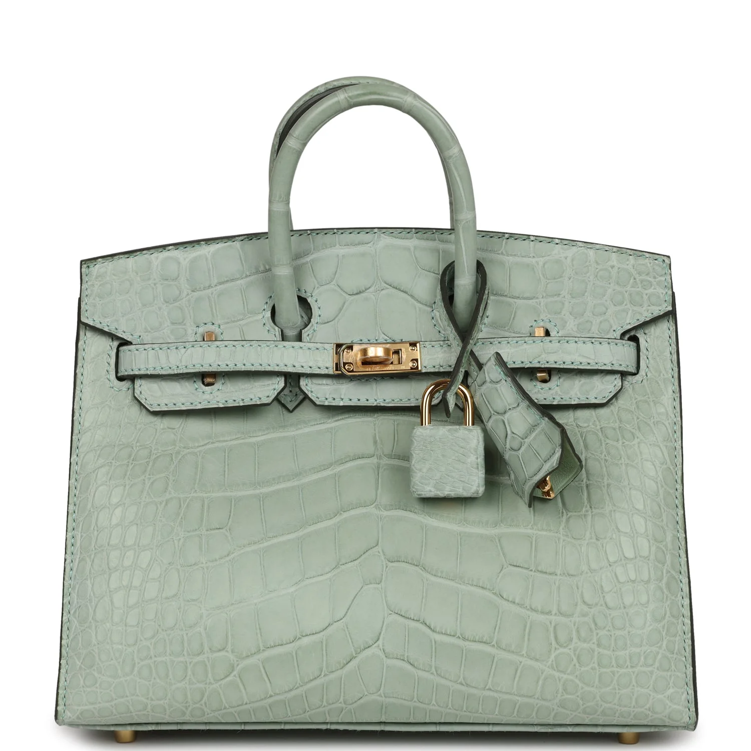 Replicate Hermes Birkin Sellier 20 Vert D'eau Matte Alligator Gold Hardware(1:1 replica)