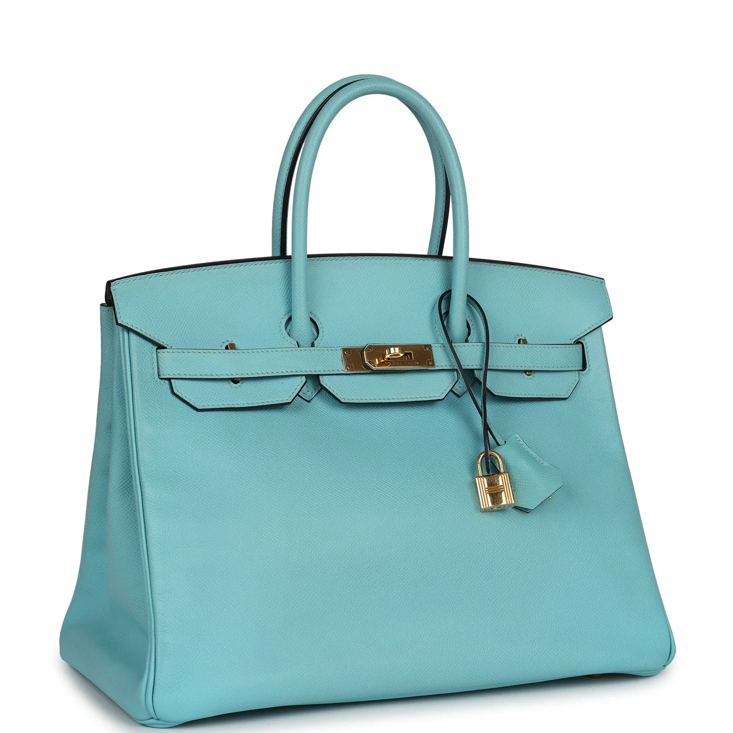 Replicate Hermes Birkin 35 Bleu Atoll Epsom Gold Hardware(1:1 replica)
