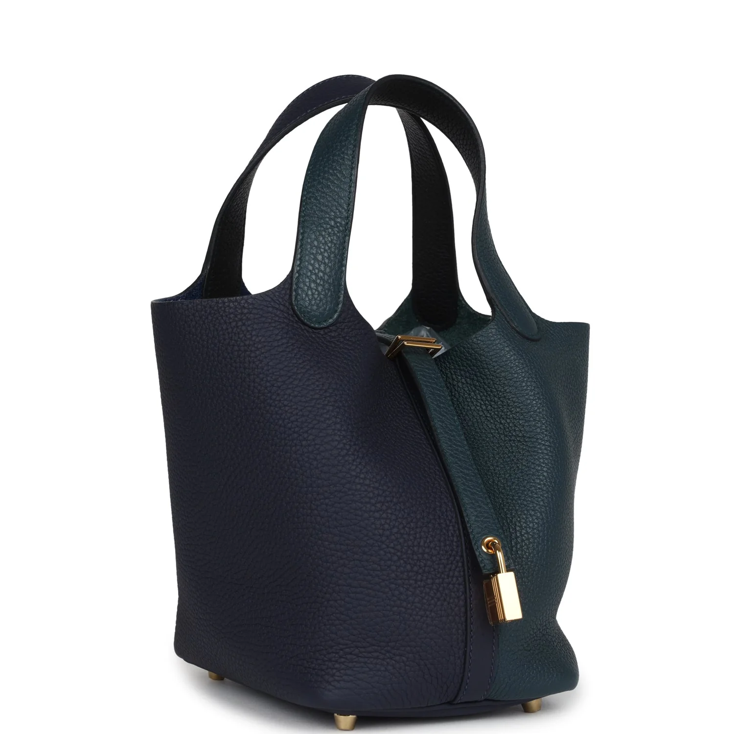 Replicate Hermes Picotin Lock 18 Casaque Bleu Nuit and Vert Cypress Clemence Gold Hardware(1:1 replica)