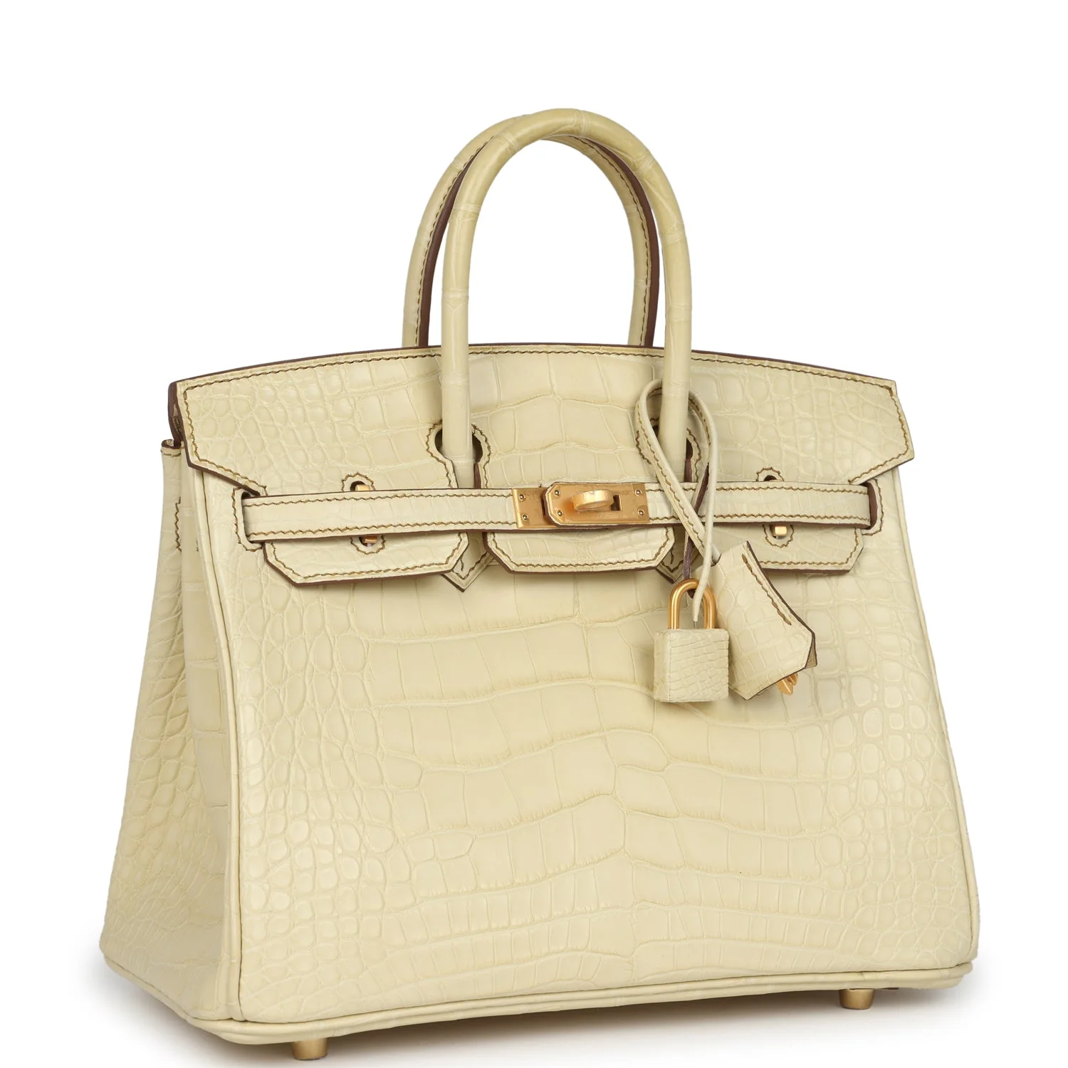 Replicate Hermes Special Order (HSS) Birkin 25 Vanille Matte Alligator Brushed Gold Hardware(1:1 replica)