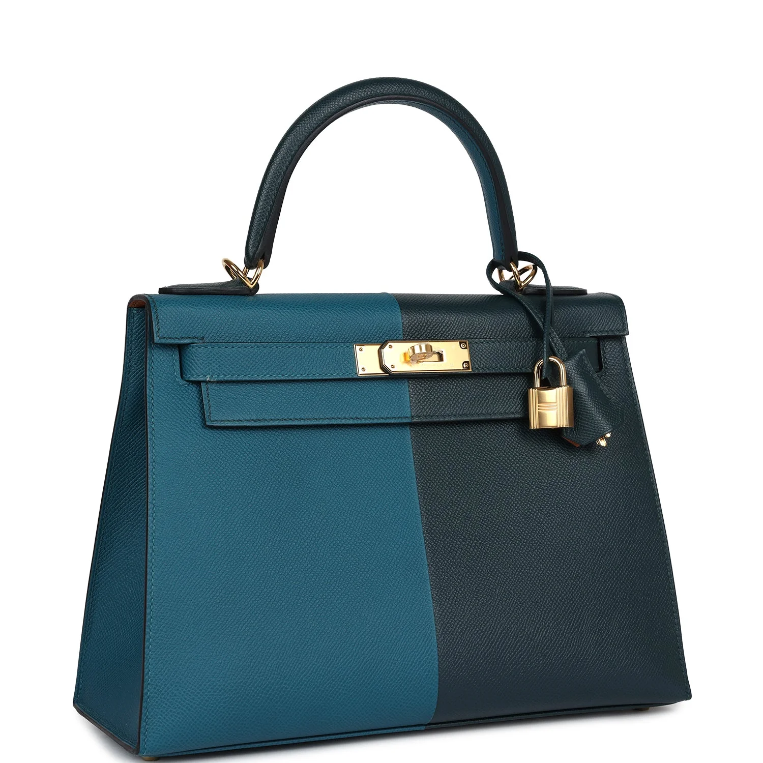 Replicate Hermes Kelly Sellier 28 Casaque Vert Cypres and Vert Bosphore Epsom Gold Hardware(1:1 replica)