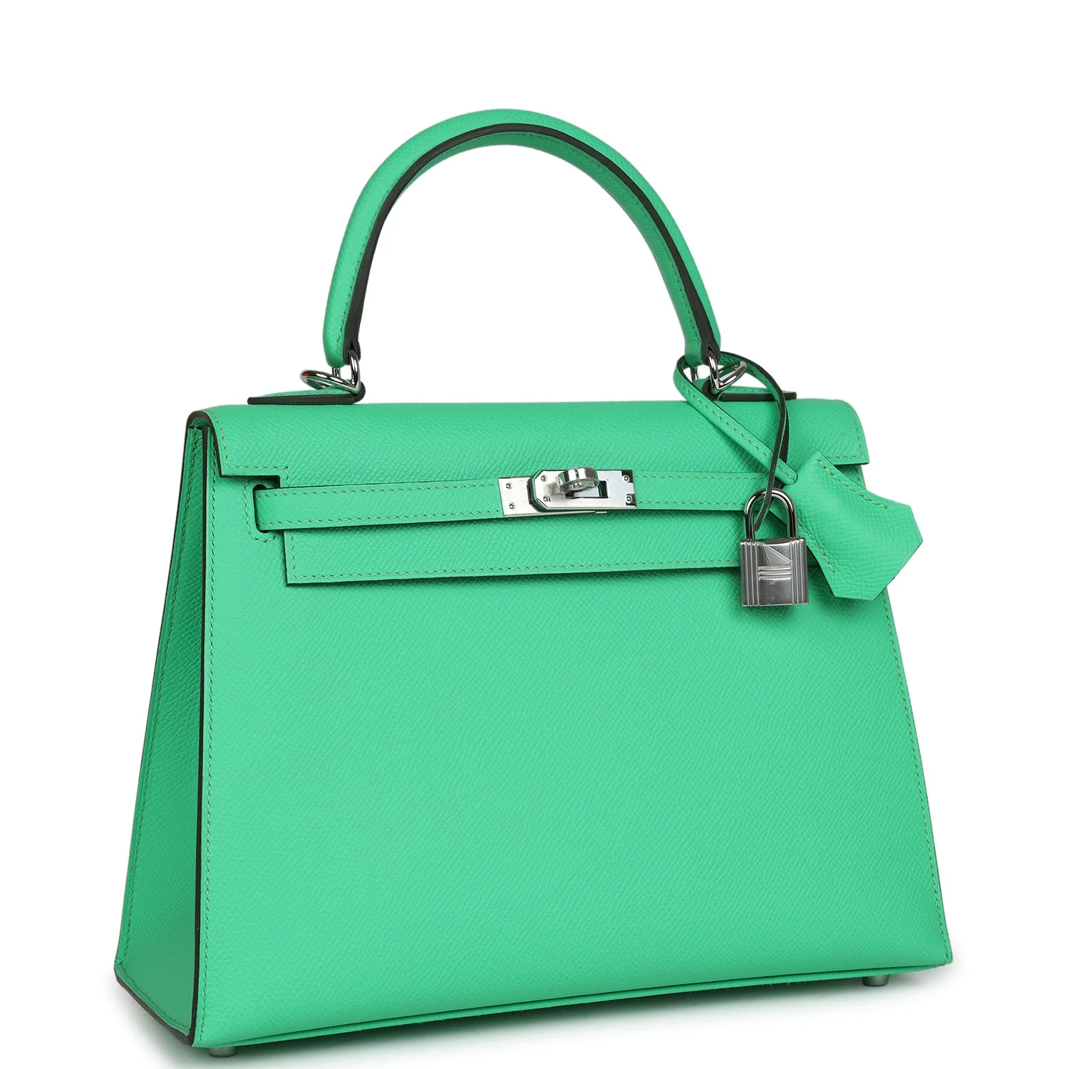 Replicate Hermes Kelly Sellier 25 Vert Comics Epsom Palladium Hardware(1:1 replica)