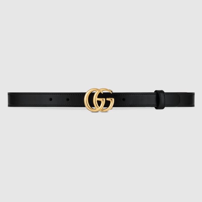 Replicate GG Marmont thin leather belt with shiny buckle(1:1 replica)