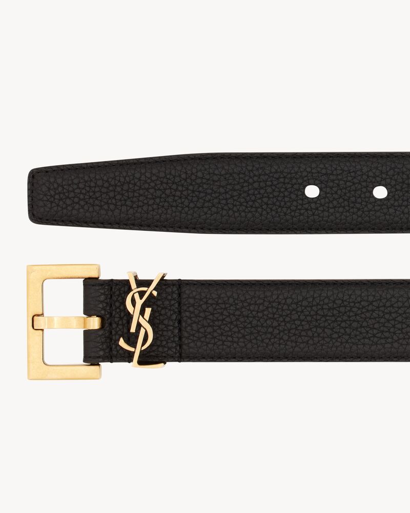 Replicate cassandre belt with square buckle in grained leather(1:1 replica)