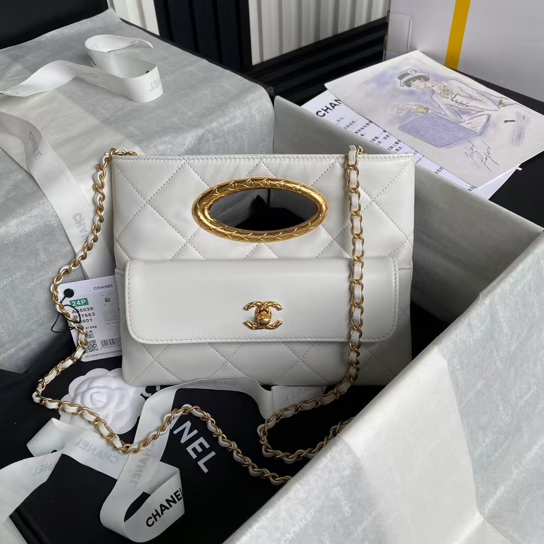 Replicate Chanel 24B AS5038 Lambskin Clutch White(1:1 replica)