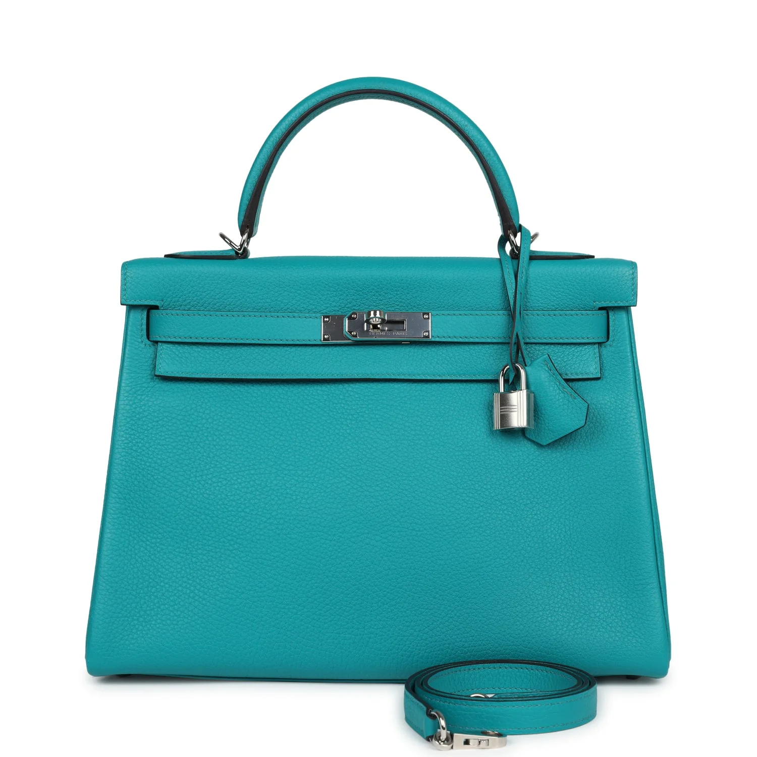 Replicate Hermes Kelly Retourne 32 Bleu Paon Clemence Palladium Hardware(1:1 replica)
