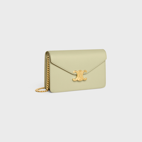 Replicate WALLET ON CHAIN MARGO IN SHINY CALFSKIN ALMOND GREEN(1:1 replica)