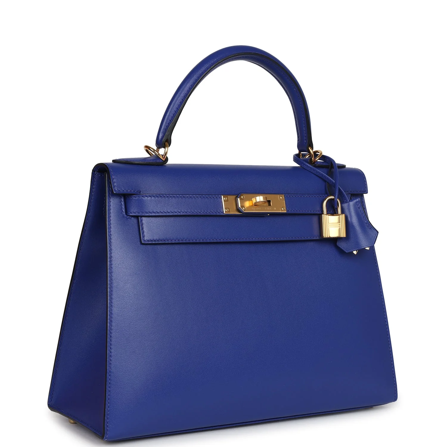 Replicate Hermes Kelly Sellier 28 Bleu Electric Tadelakt Gold Hardware(1:1 replica)