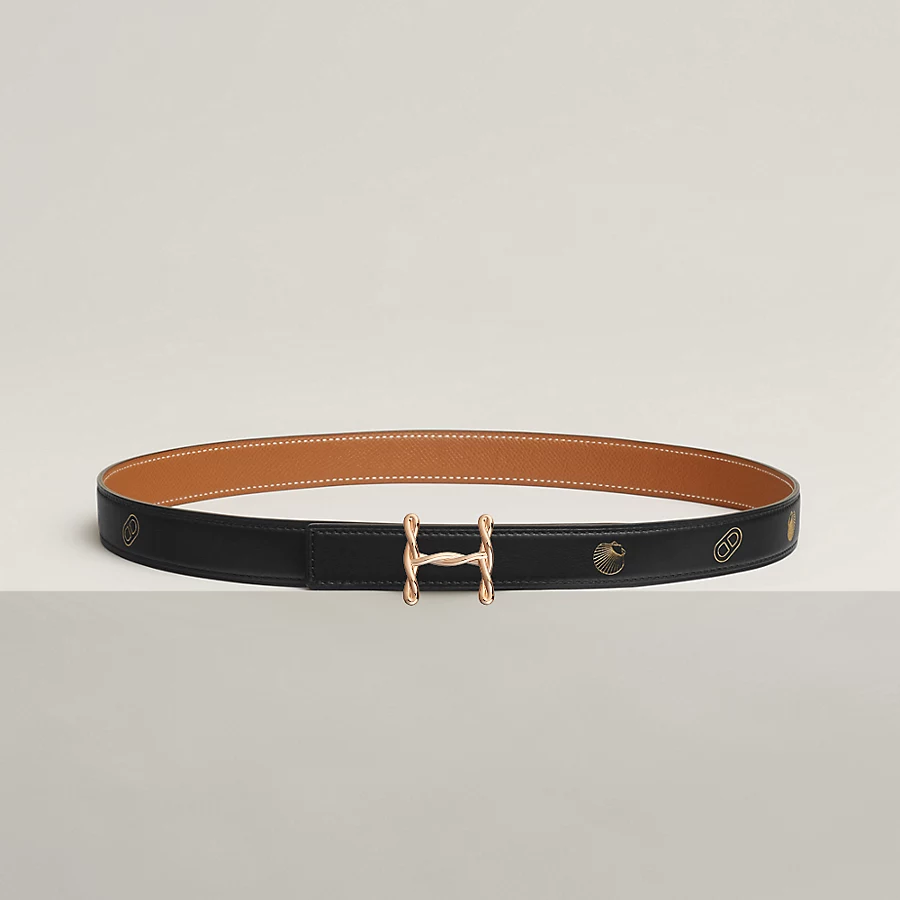 Replicate H Torsade belt buckle   Hermès sur Mer reversible leather strap 24 mm(1:1 replica)