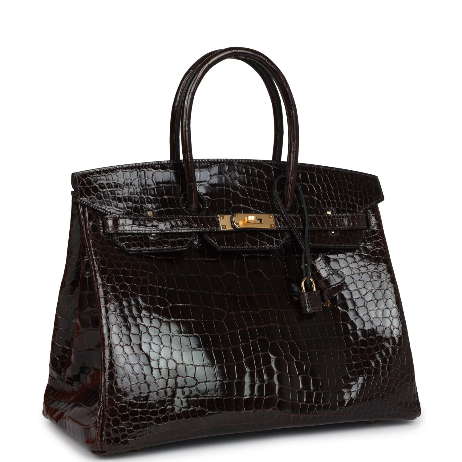 Replicate Hermes Birkin 35 Cocaon Shiny Porosus Crocodile Gold Hardware(1:1 replica)