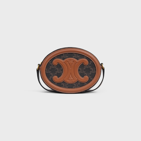 Replicate OVAL BAG CUIR TRIOMPHE IN TRIOMPHE CANVAS AND CALFSKIN TAN(1:1 replica)
