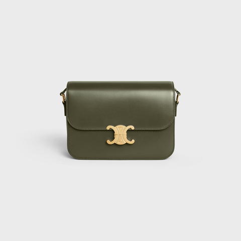 Replicate CLASSIQUE TRIOMPHE BAG IN SHINY CALFSKIN DARK OLIVE(1:1 replica)