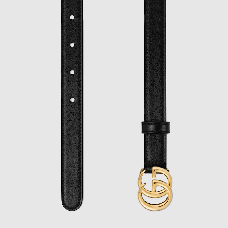 Replicate GG Marmont thin leather belt with shiny buckle(1:1 replica)