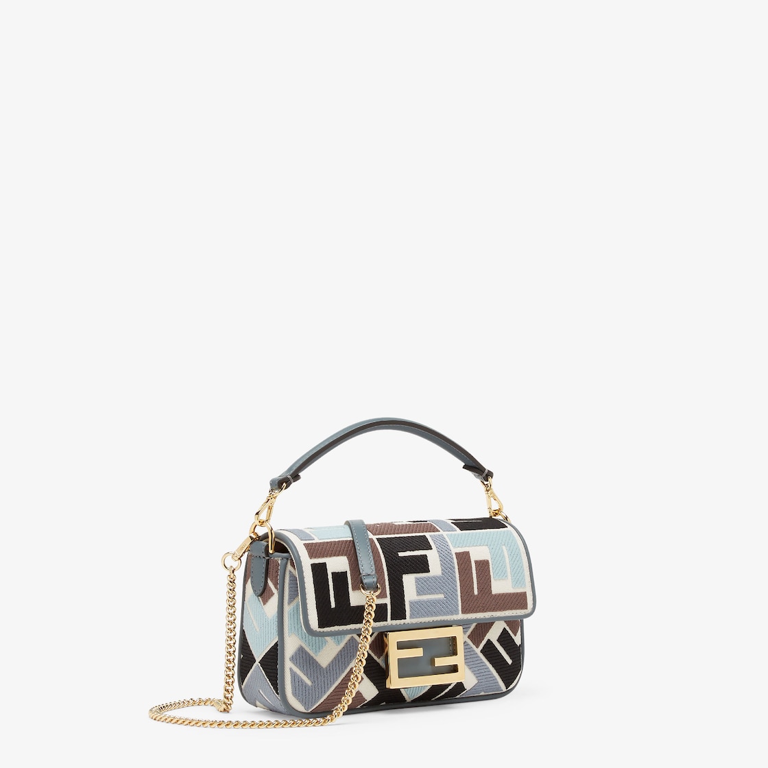 Replicate Baguette Mini Canvas Bag With Multicolor FF Embroidery(1:1 replica)