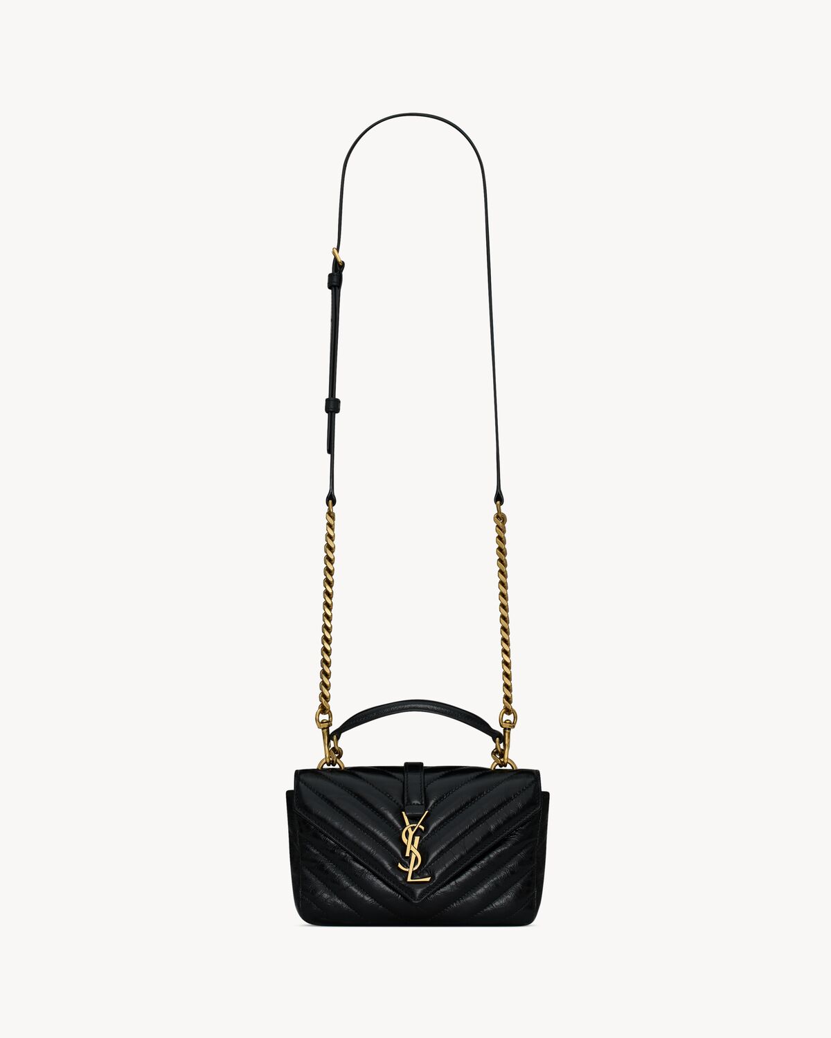 Replicate YSL College Mini Chain Bag in Shiny Crackled Leather(1:1 replica)