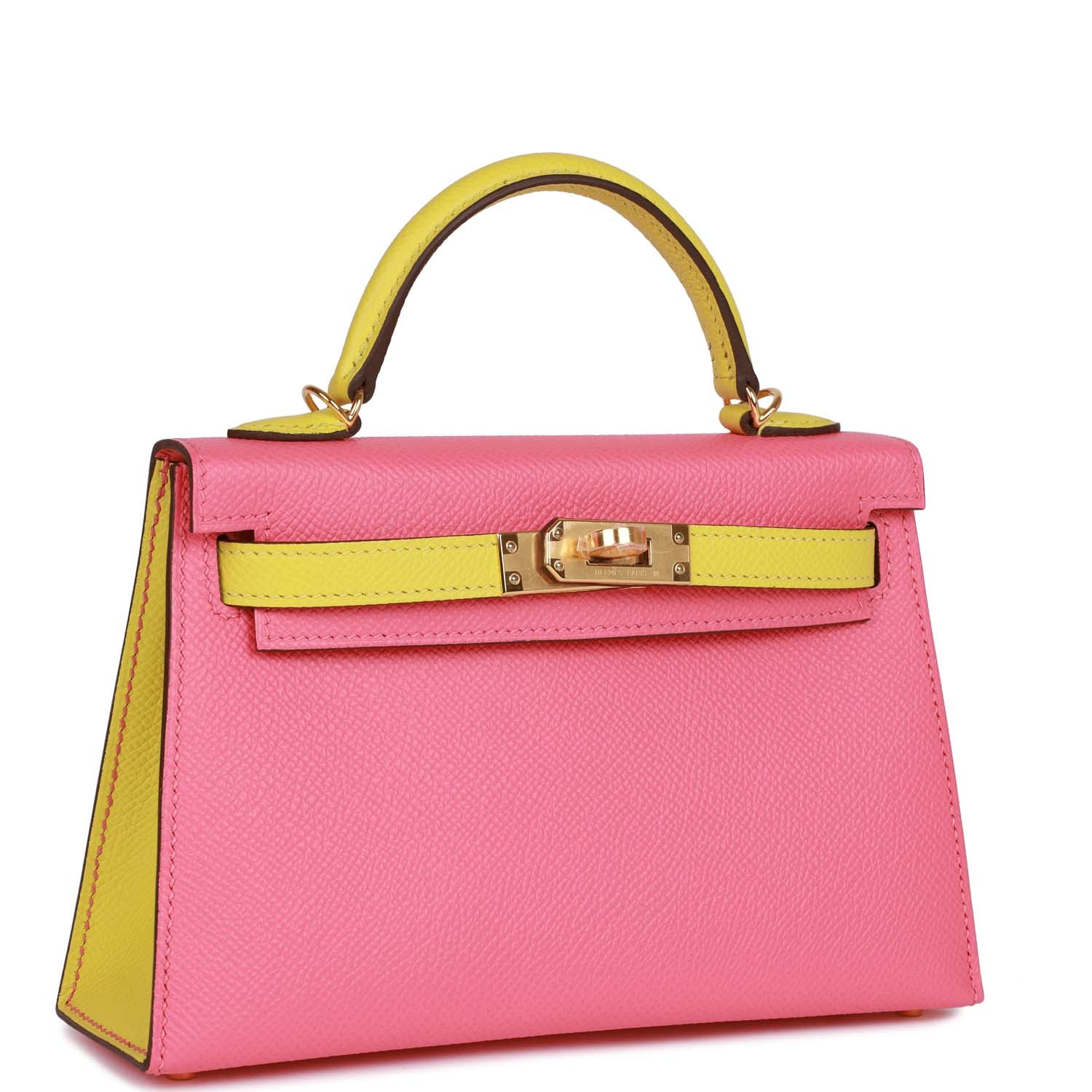 Replicate Hermes Special Order (HSS) Kelly Sellier 20 Rose Azalee and Lime Epsom Gold Hardware(1:1 replica)