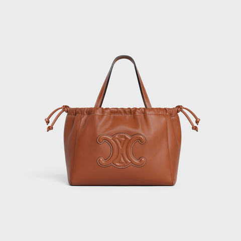 Replicate SMALL CABAS DRAWSTRING CUIR TRIOMPHE IN SMOOTH CALFSKIN TAN(1:1 replica)