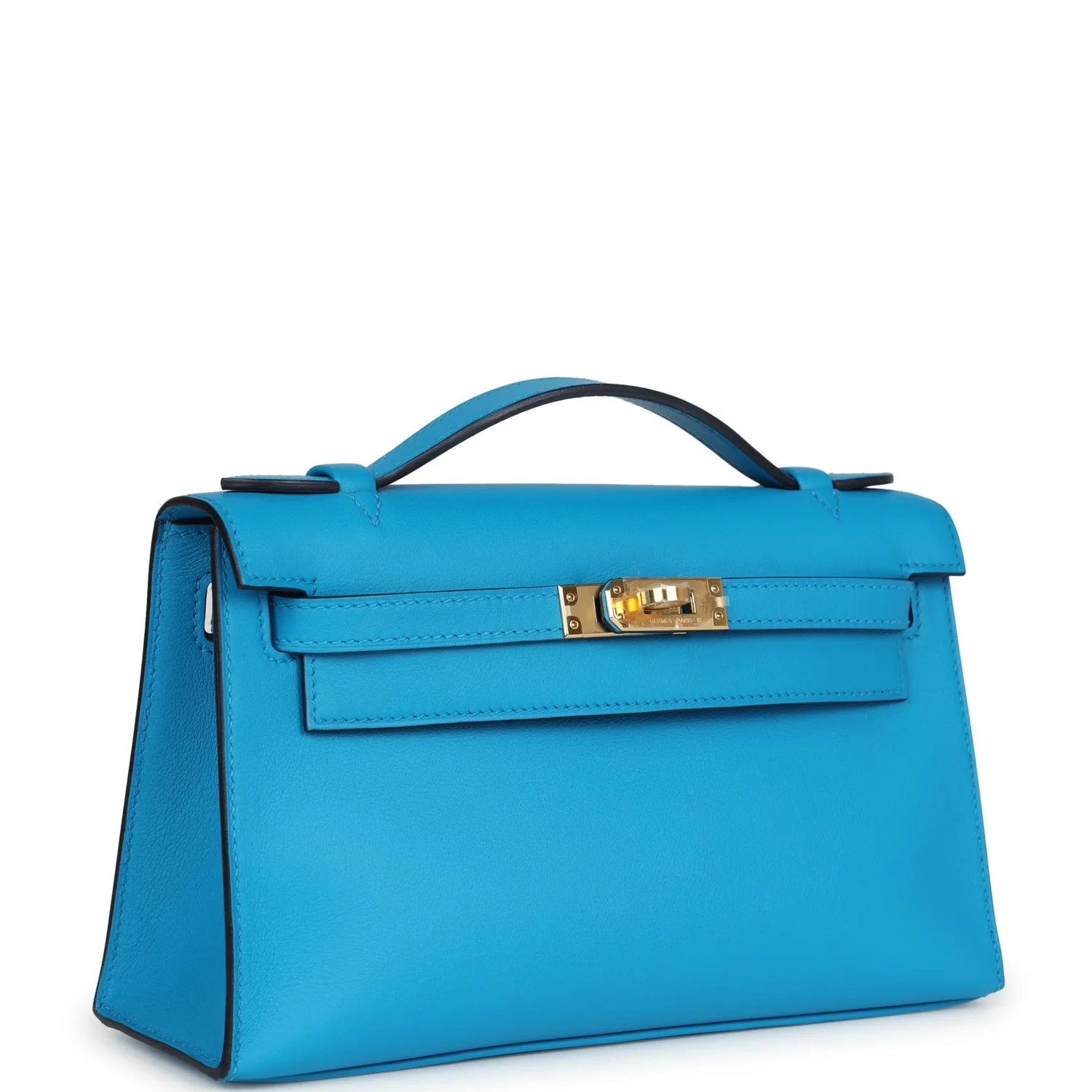 Replicate Hermes Kelly Pochette Bleu Frida Swift Gold Hardware(1:1 replica)