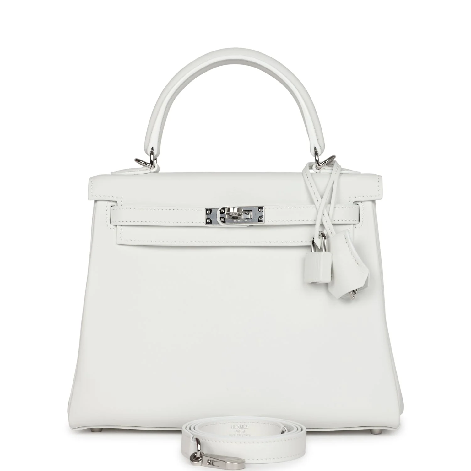 Replicate Hermes Kelly Retourne 25 New White Swift Palladium Hardware(1:1 replica)