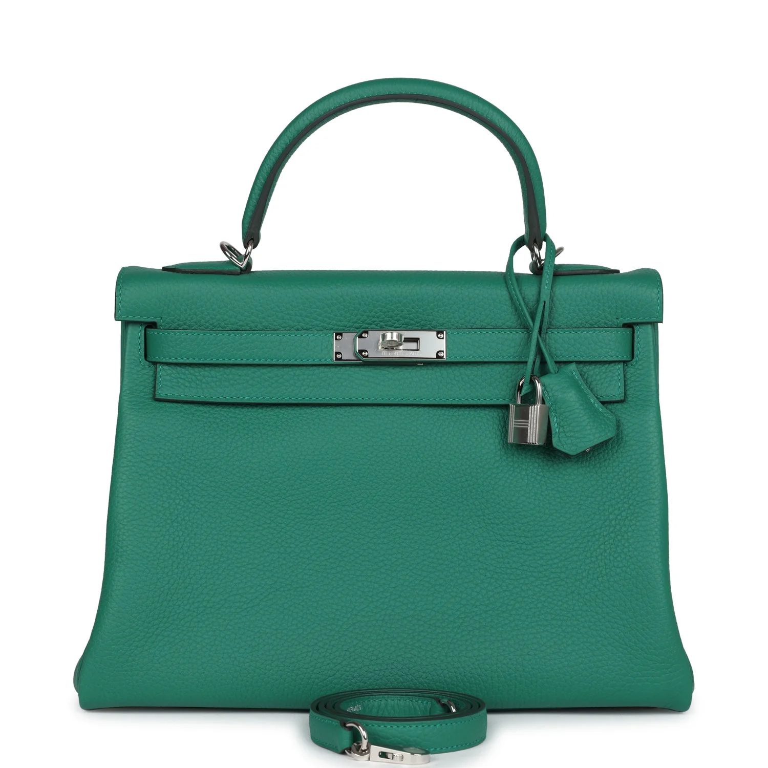 Replicate Hermes Kelly Retourne 32 Vert Vertigo Clemence Palladium Hardware(1:1 replica)