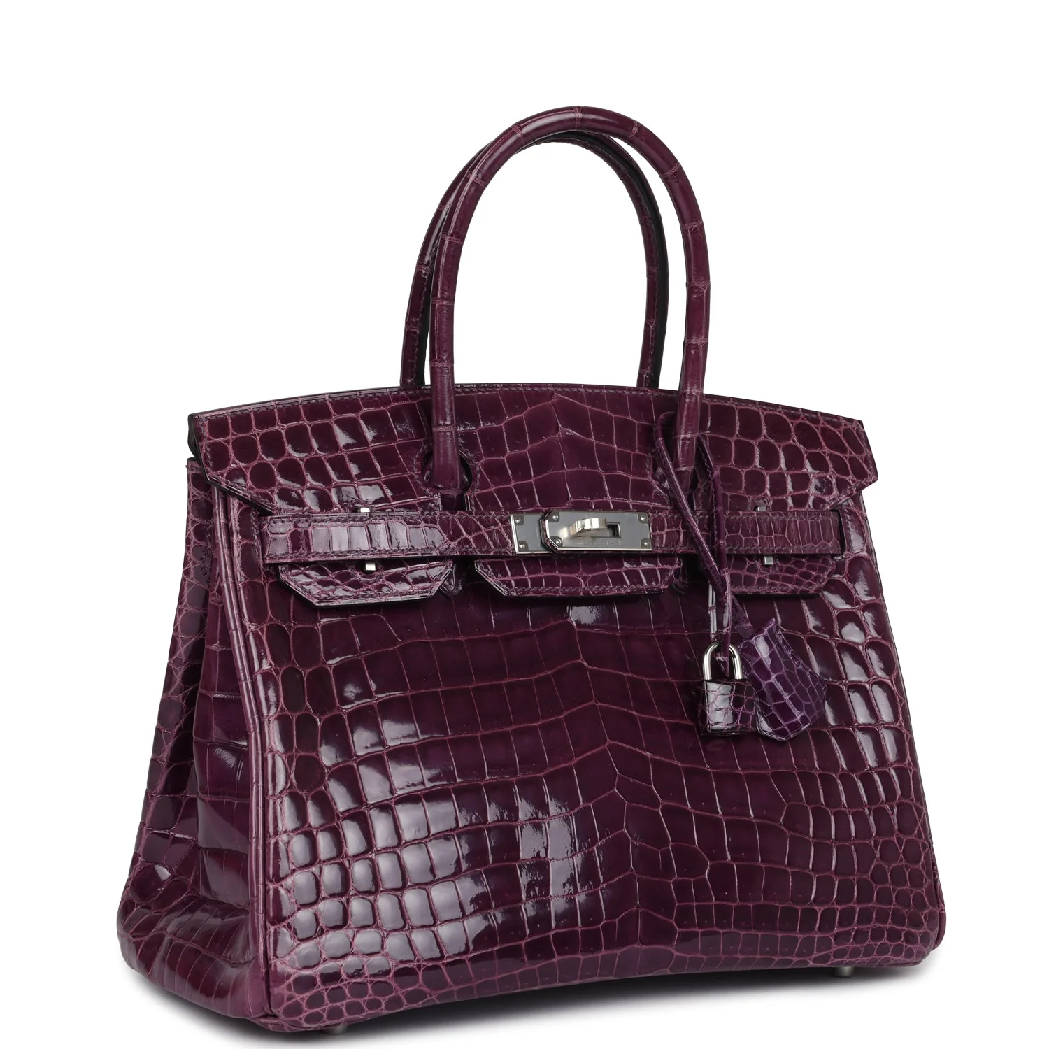 Replicate Hermes Birkin 30 Amethyst Shiny Niloticus Crocodile Palladium Hardware(1:1 replica)