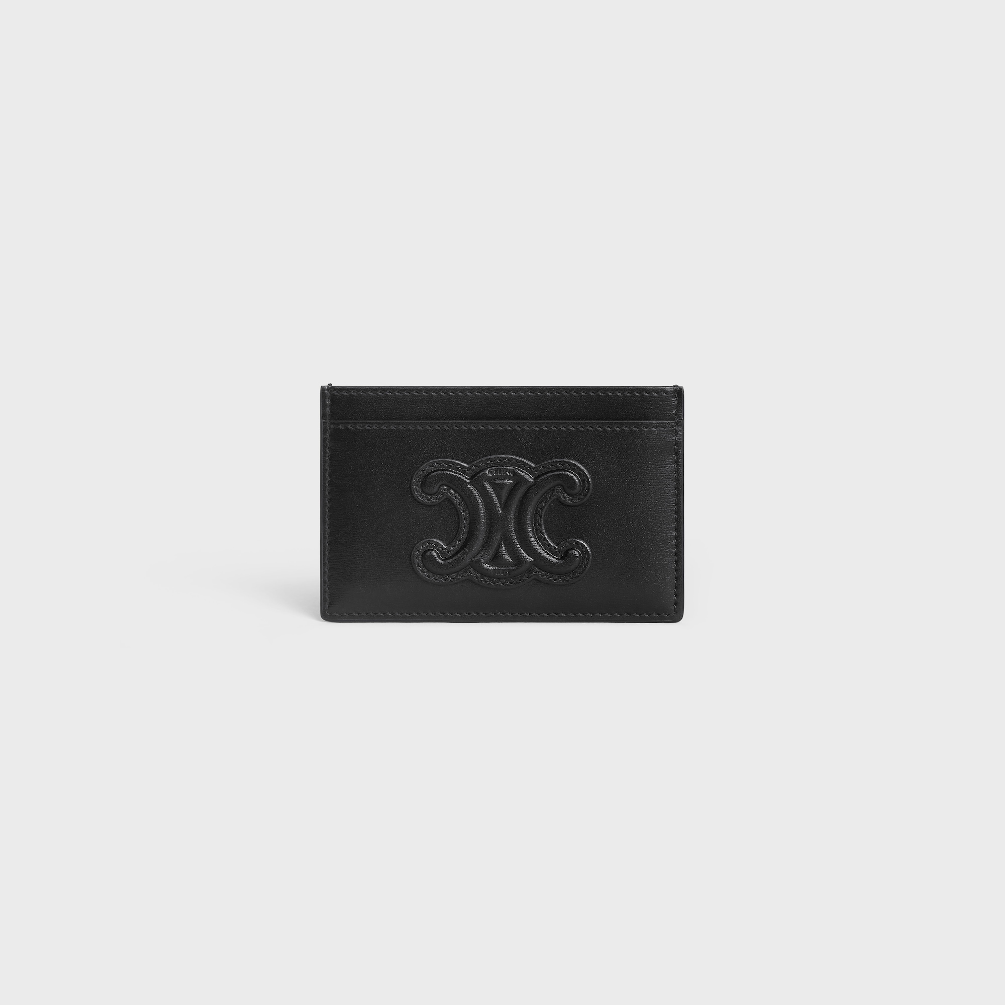 Replicate CARD HOLDER CUIR TRIOMPHE IN SHINY CALFSKIN BLACK(1:1 replica)