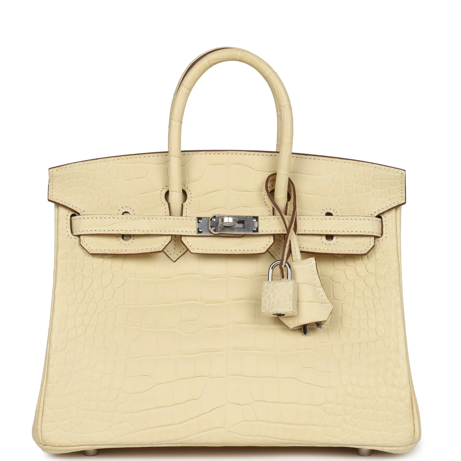 Replicate Hermes Birkin 25 Vanille Matte Alligator Palladium Hardware(1:1 replica)