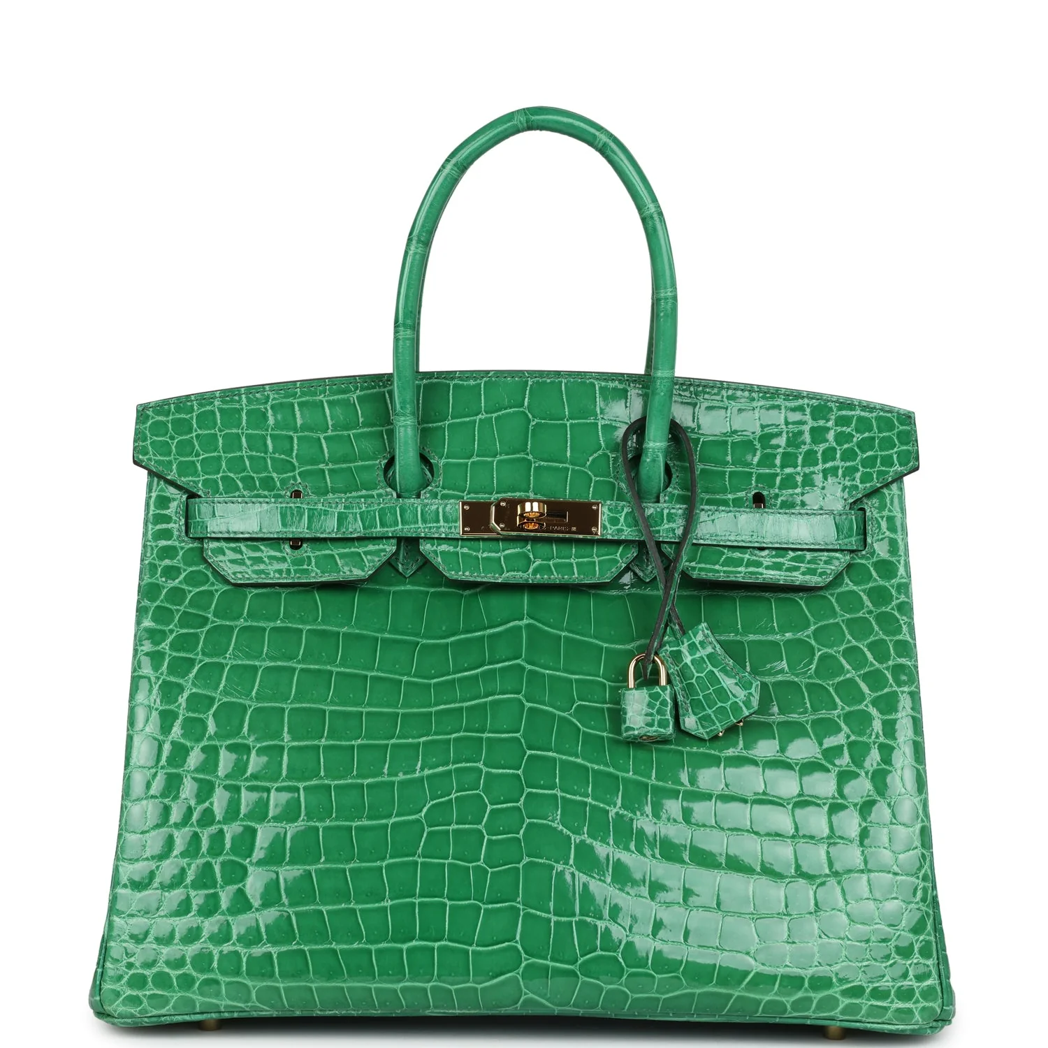 Replicate Hermes Birkin 35 Cactus Shiny Porosus Crocodile Gold Hardware(1:1 replica)