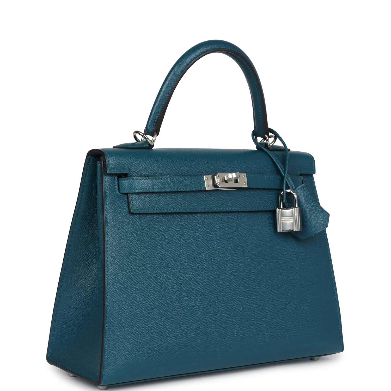 Replicate Hermes Kelly Sellier 25 Vert Bosphore Verso Madame Palladium Hardware(1:1 replica)