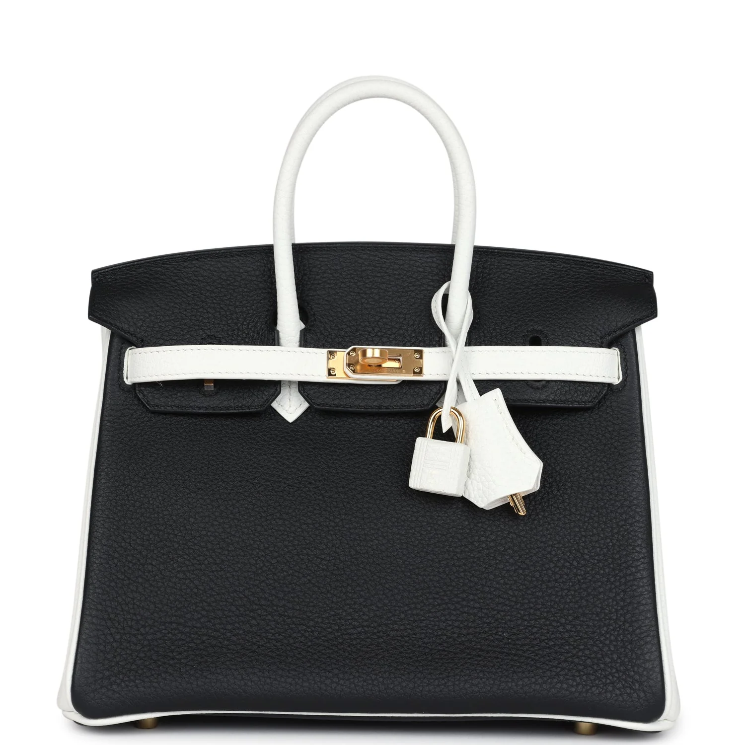 Replicate Hermes Special Order (HSS) Birkin 25 Black and White Clemence Gold Hardware(1:1 replica)